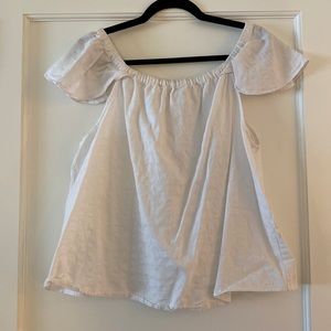 J.Crew Factory White Cap-Sleeve Top